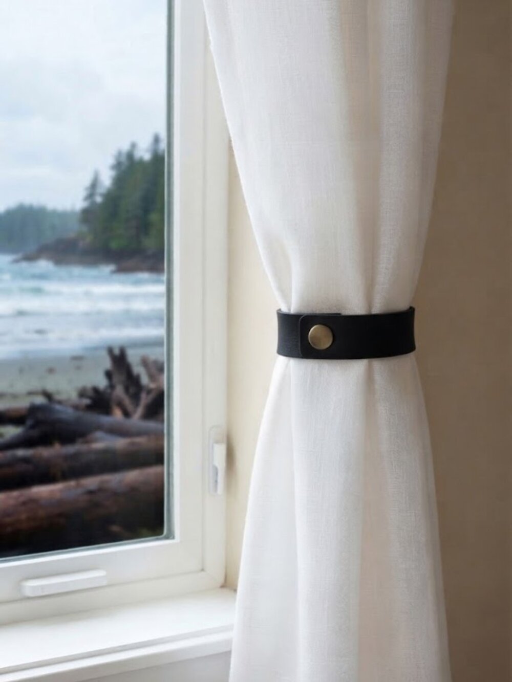 Leather Curtain Tie Back Pair - 8 Inches Long